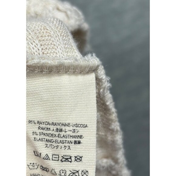 Free‎ People Womens Top M Beige Long Sleeve Knit Tunic Wffle Knit - Picture 4 of 5